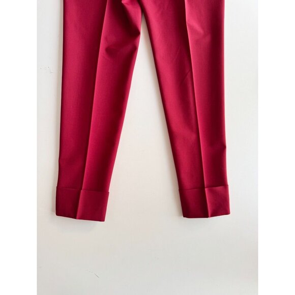 NWOT JUDITH & CHARLES Red Wool Suiting Cuffed Cropped Trousers Pants, Size 2 - Picture 7 of 11